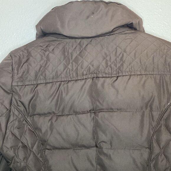 Kenneth Cole Reaction Brown Quilted Down Filled Jacket Parka Coat Size Small - Picture 9 of 13